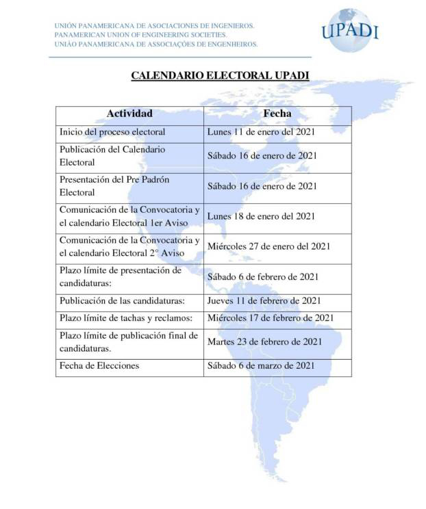 Calendario electoral (ESPAÑOL)