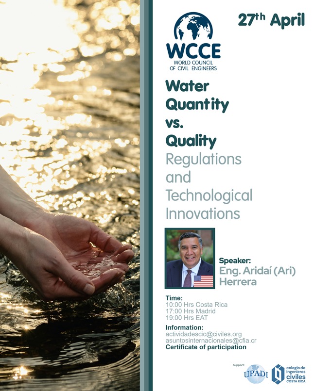 WCCE and ECCE invite you to the webinar: “Water Quantity vs. Quality, Regulations and Technological Innovations”