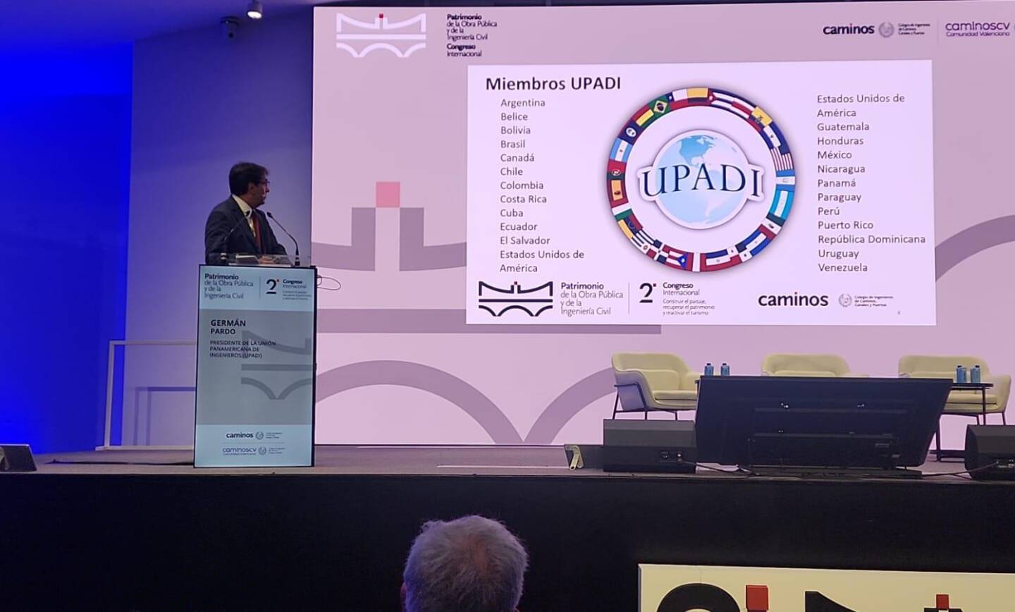 Participación del Ing. German Pardo, Presidente de UPADI, en el Congreso Internacional de Patrimonio de la Obra Pública y de la Ingeniería Civil, que se lleva a cabo en Valencia, España.